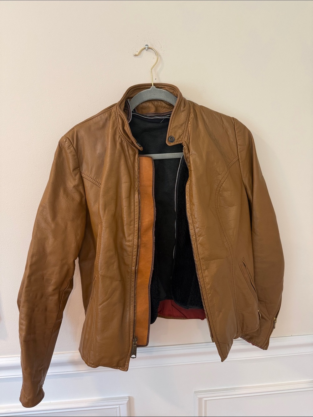 1950’s Women’s Brown Leather Jacket Talon Zips (with removable lining)